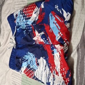 Men's Blue and Red Graphic Swim Shorts (Swi048)